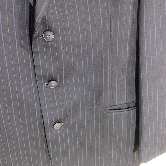 Hernando Trujillo Wool Blend Deep Navy Pinstripe Suit Jacket Size 44 - Picture 3 of 9